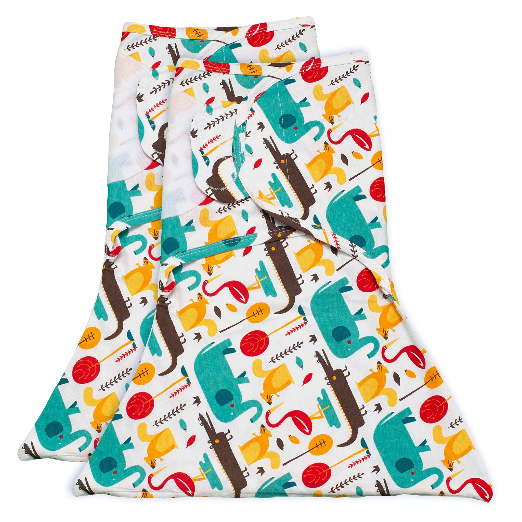 SleepingBaby Zippy Swaddle - Cozy Baby Swaddle Blanket with Convenient Bottom Zipper for Easy Diaper Changes - Modern Animals - Small/Medium - 2 Pack