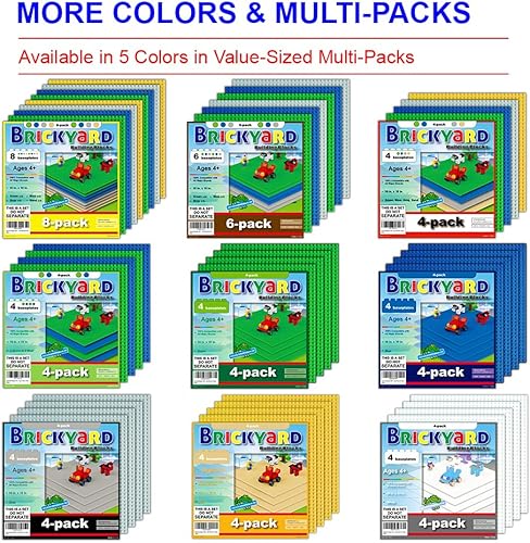 Miniatura 6 de Brickyard Building Blocks Lego - Placa base compatible  Paquete de 8 placas base grandes de 10 x 10 pulgadas para ladrillos de juguete, actividades