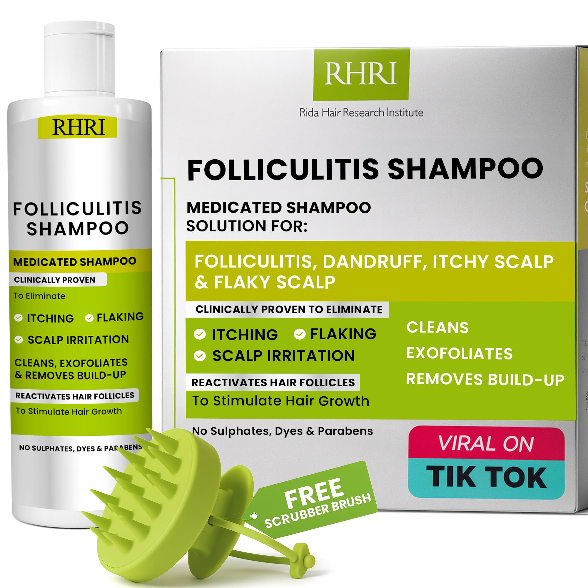 Folliculitis Shampoo | Antifungal Shampoo for Seborrheic Dermatitis, Scalp Psoriasis & Dandruff | Soothes Itchy, Dry Scalp | Cleanses, Exfoliates & Removes Build-Up | Reactivates Hair Follicles