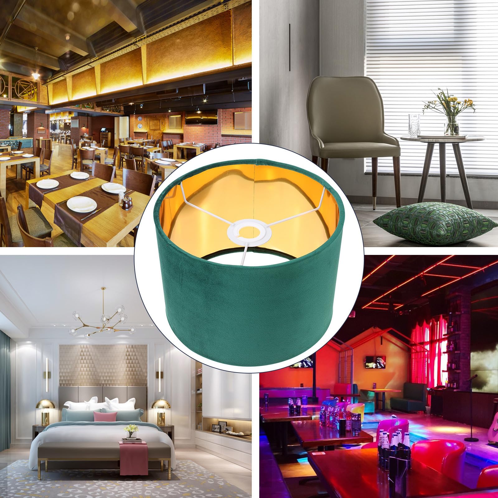 Paralume in Velluto Verde per Lampada da Tavolo Rivestimento Interno Dorato, Copertura Protettiva per Luce da Scrivania, Tessuto Decorativo per Illuminazione Diffusa in Casa