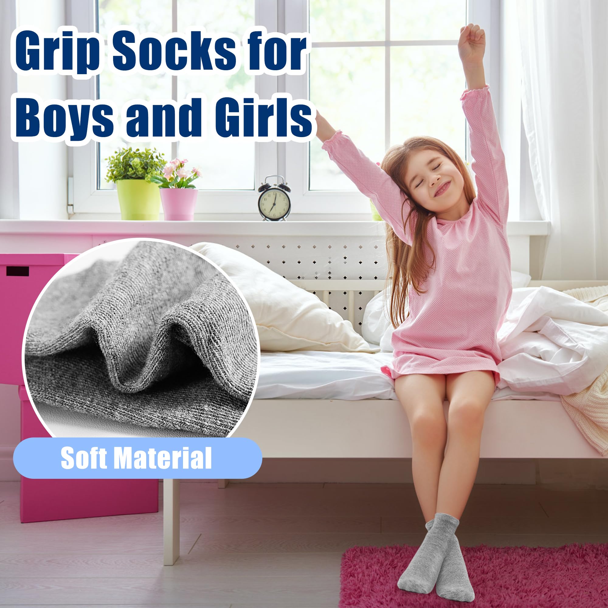 Rutschfeste Socken für Kleinkinder, mit Griffen, für Jungen und Mädchen, 12 / 24 Paar, 1-7 Jahre