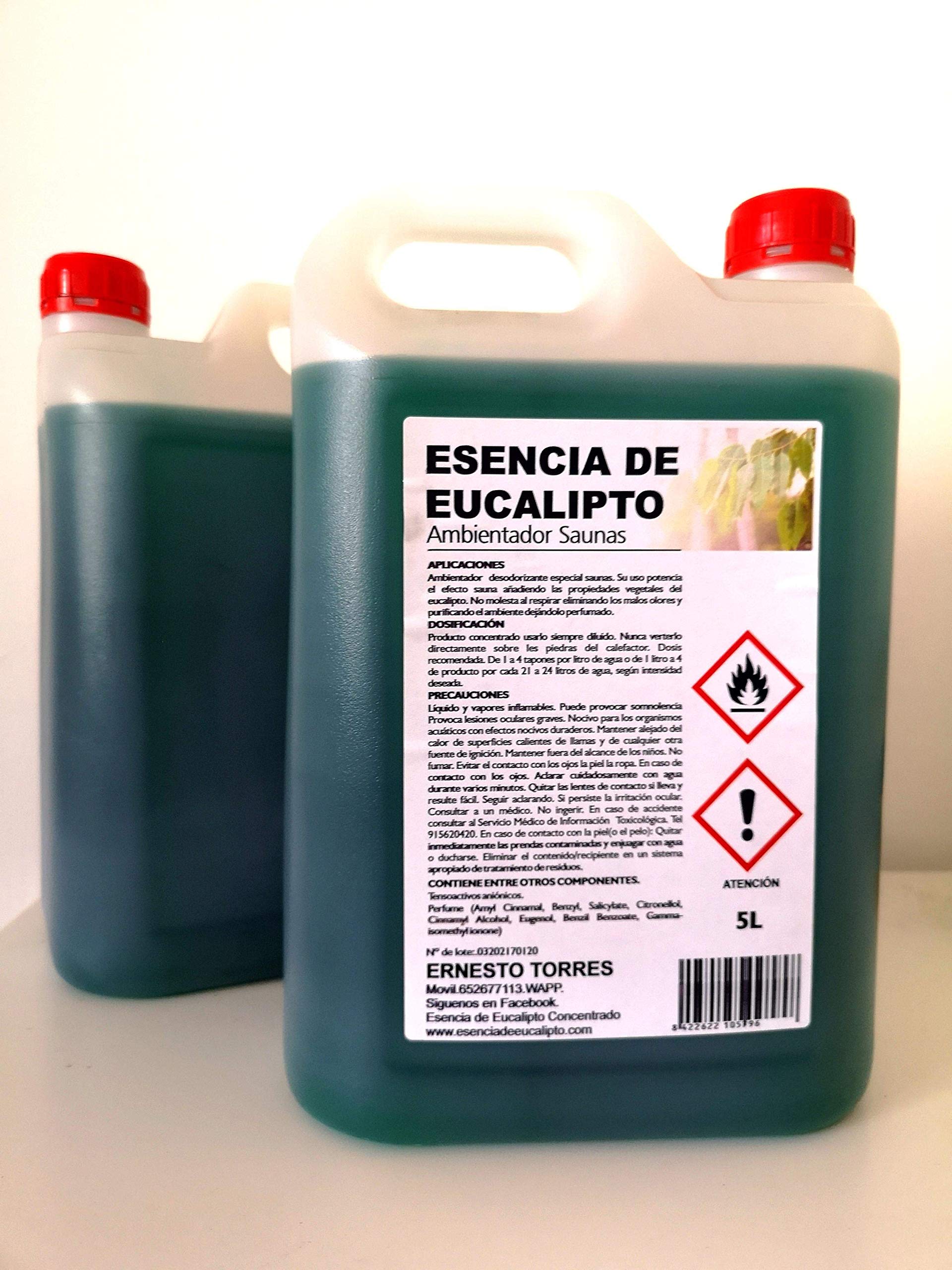 LUXURY -| Esencia de Eucalipto para Sauna de Vapor 5 Litros |- Concentrado Líquido Natural, Extracto Profesional y Duradero - Aromatizador Ecológico para Ambientes Relajantes, Bienestar y Aromaterapia