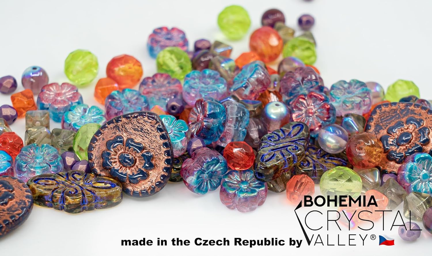 2.1oz (60 g) Mix of Unique Czech Bohemia Glass Pressed Beads, Crazy Purple Green Copper, Table Cut, Matte and Glossy, Faceted Fire Polish, Hand Made Set Kit BCV - Image 3