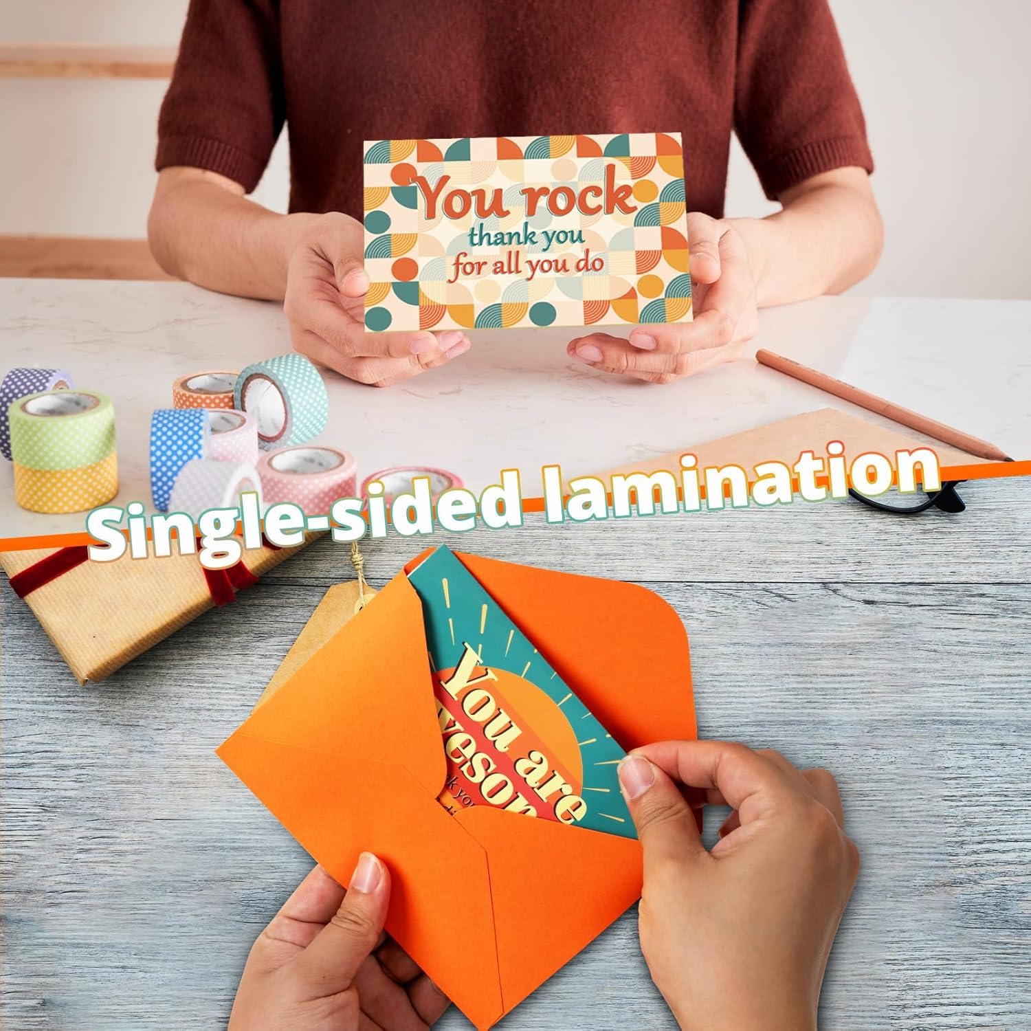 Paquete de 96 tarjetas de agradecimiento para empleados con sobres y calcomanías de 4 x 6 pulgadas, tarjetas de agradecimiento para el personal, regalos de agradecimiento para compañeros de trabajo