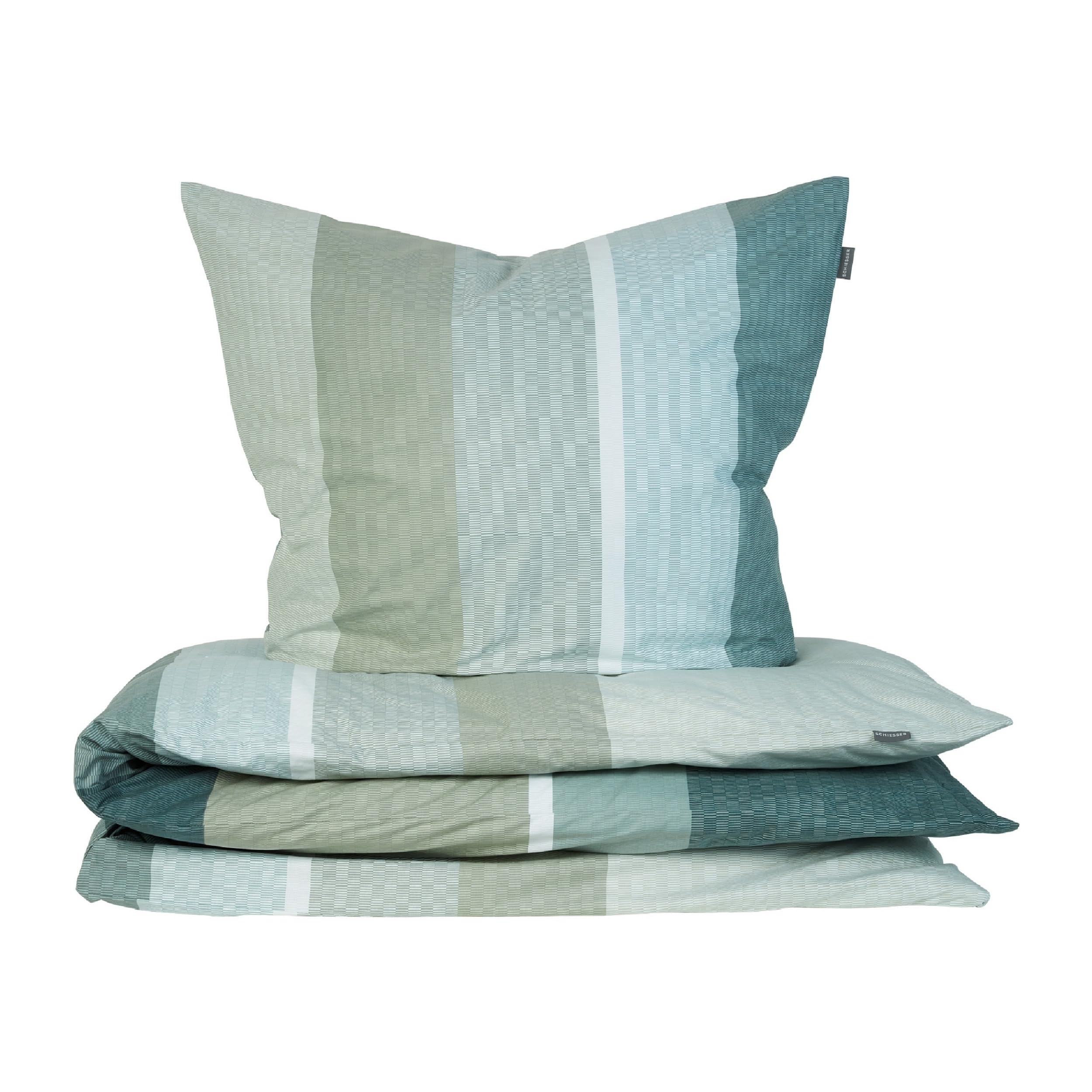 Schiesser Bettwäscheset Endy Stripes - Renforcé - 2-teilig - 155 x 220 cm - Grün