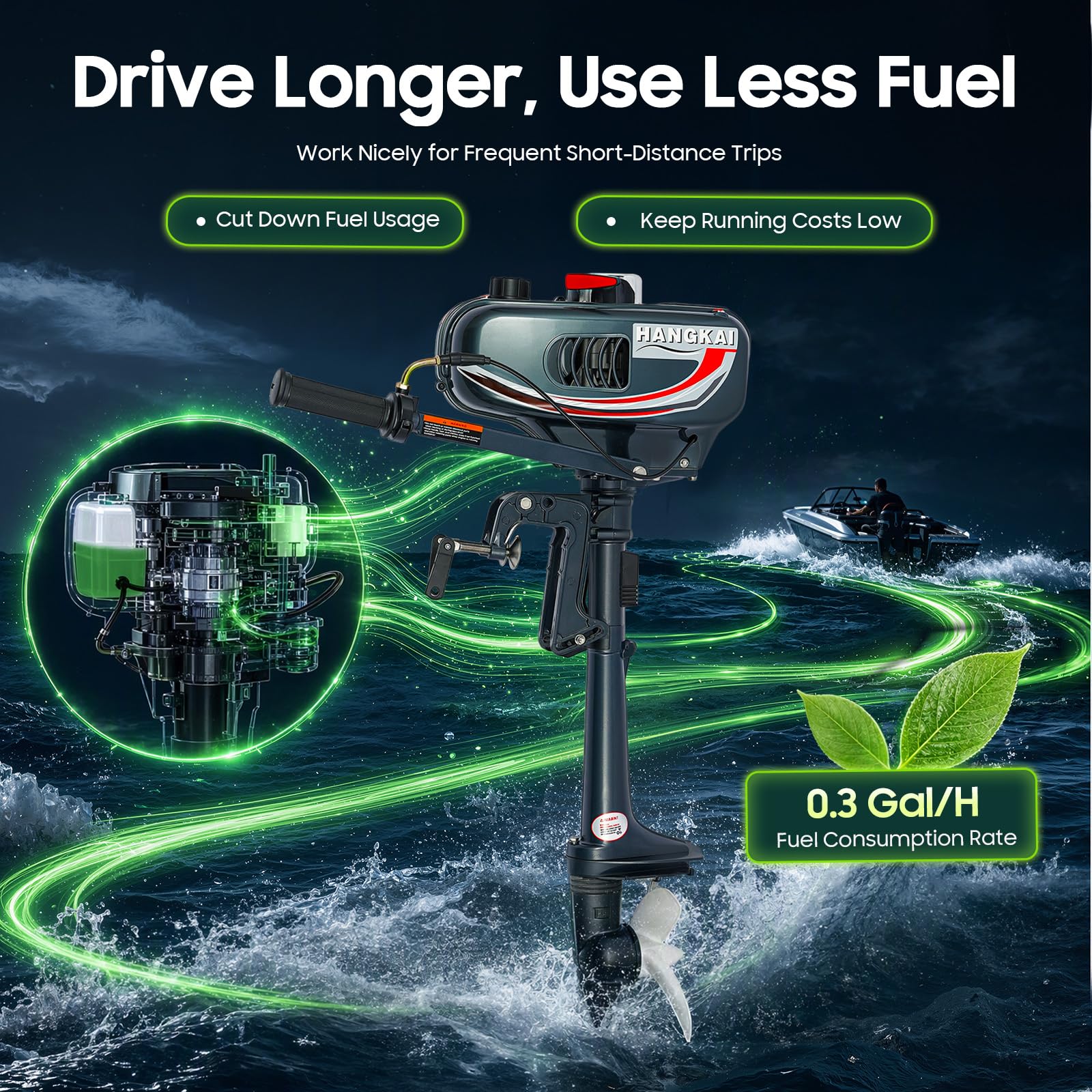 Motor fueraborda 3,5 CV, motor de gasolina de 2 tiempos para barco inflable