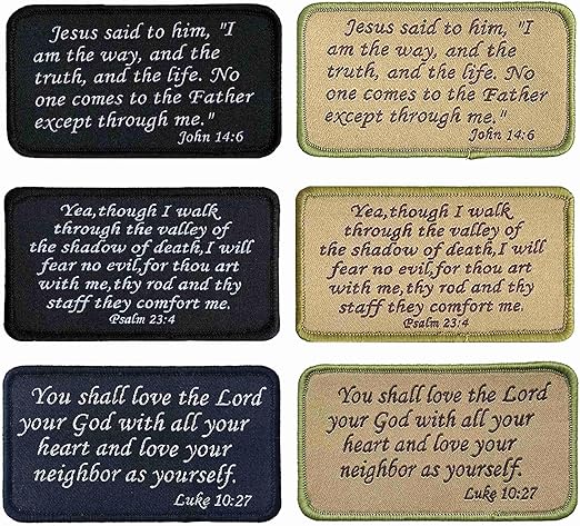 Amazon.com: Bundle 6 Pieces Bible Verse Patches, Psalm 23:4 | Luke 10: ...