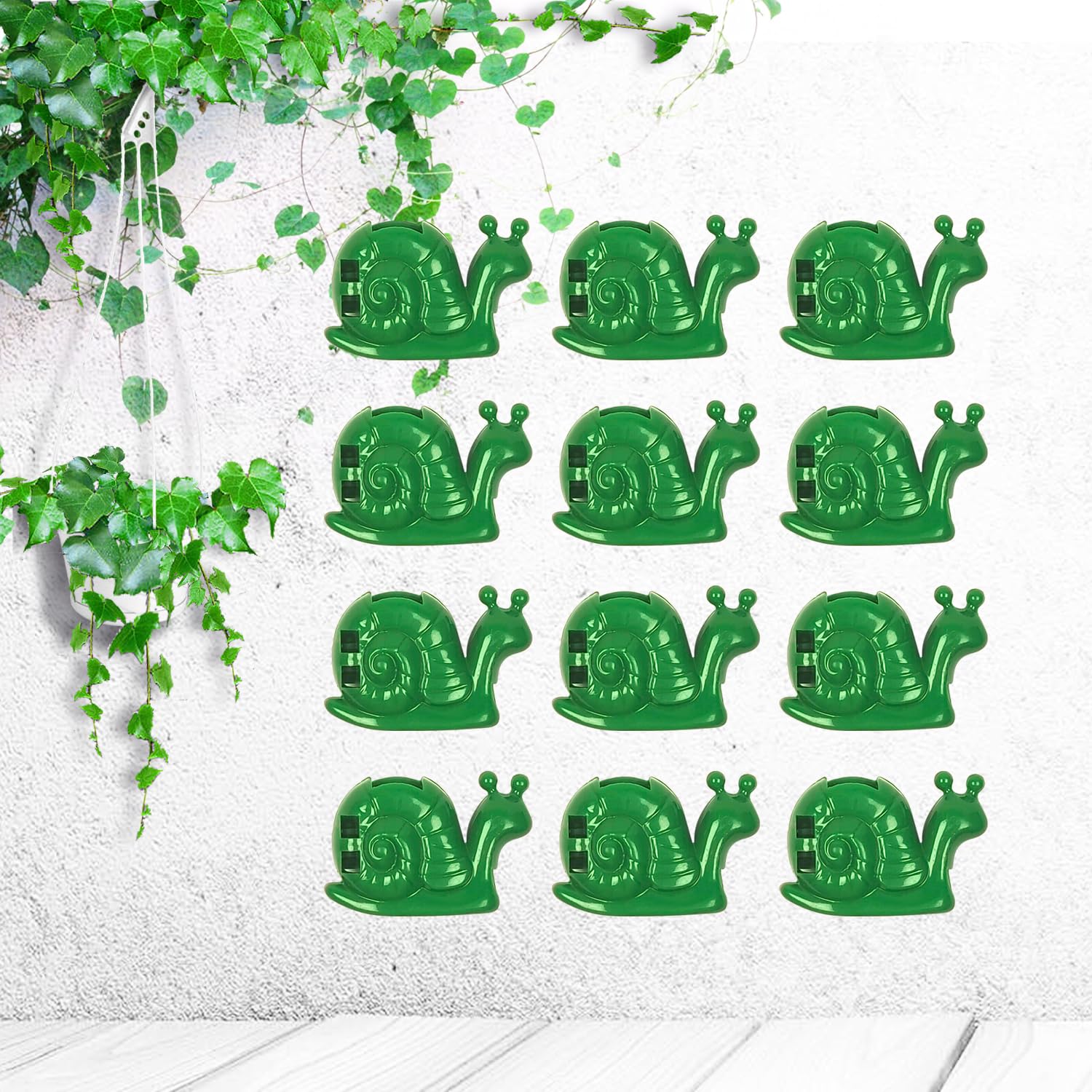 GOUWEIBA 80 pcs Plant Wall Fixture Clips for Climbing Plants Invisible Vine Traction Support Holder with 100 Pieces Adhesive Stickers Fixing for Indoor Outdoor Garden Decorations (Snail)