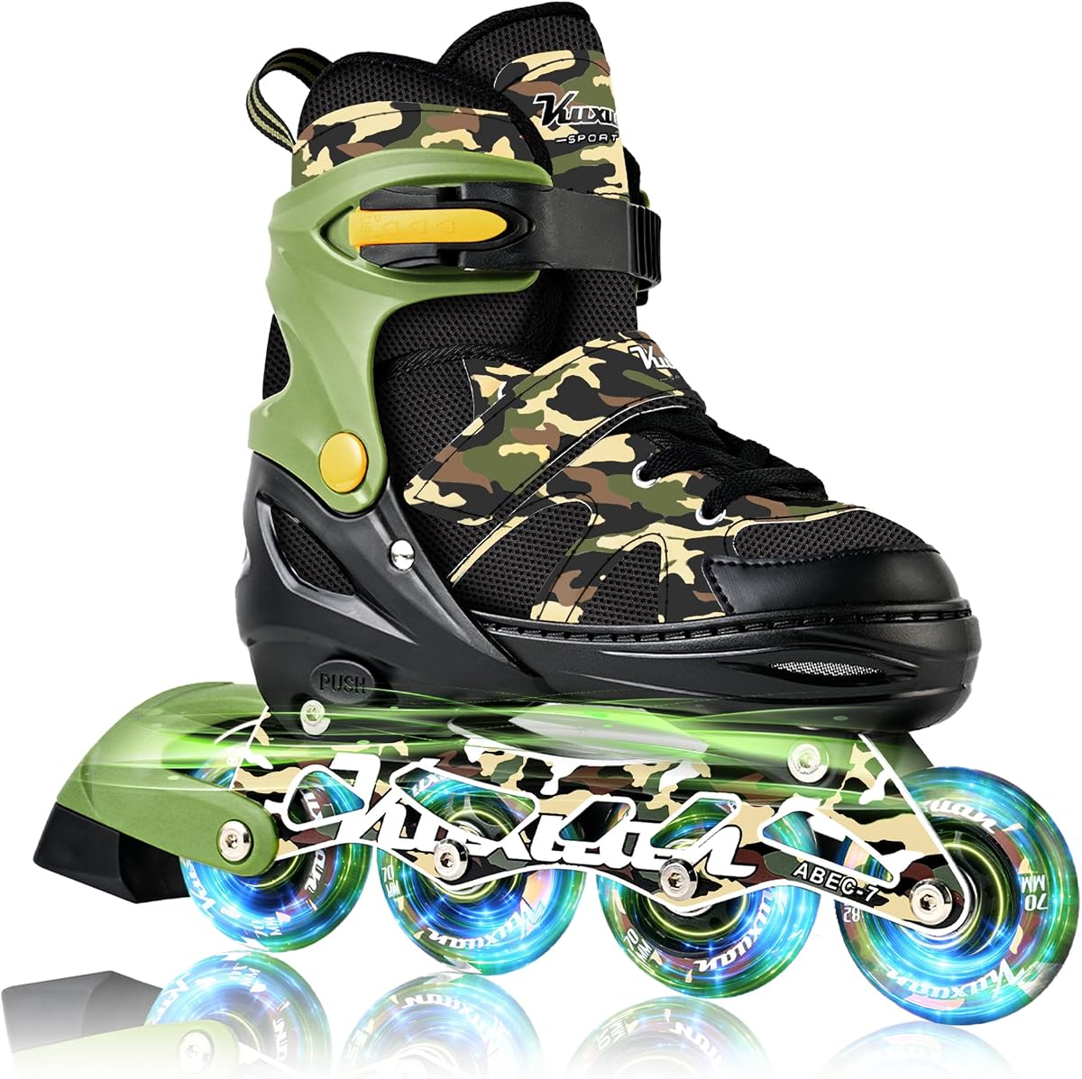 Kuxuan Boys Adjustable Inline Skates with Light up Wheels, Fun Illuminating Skates for Kids Girls Youth