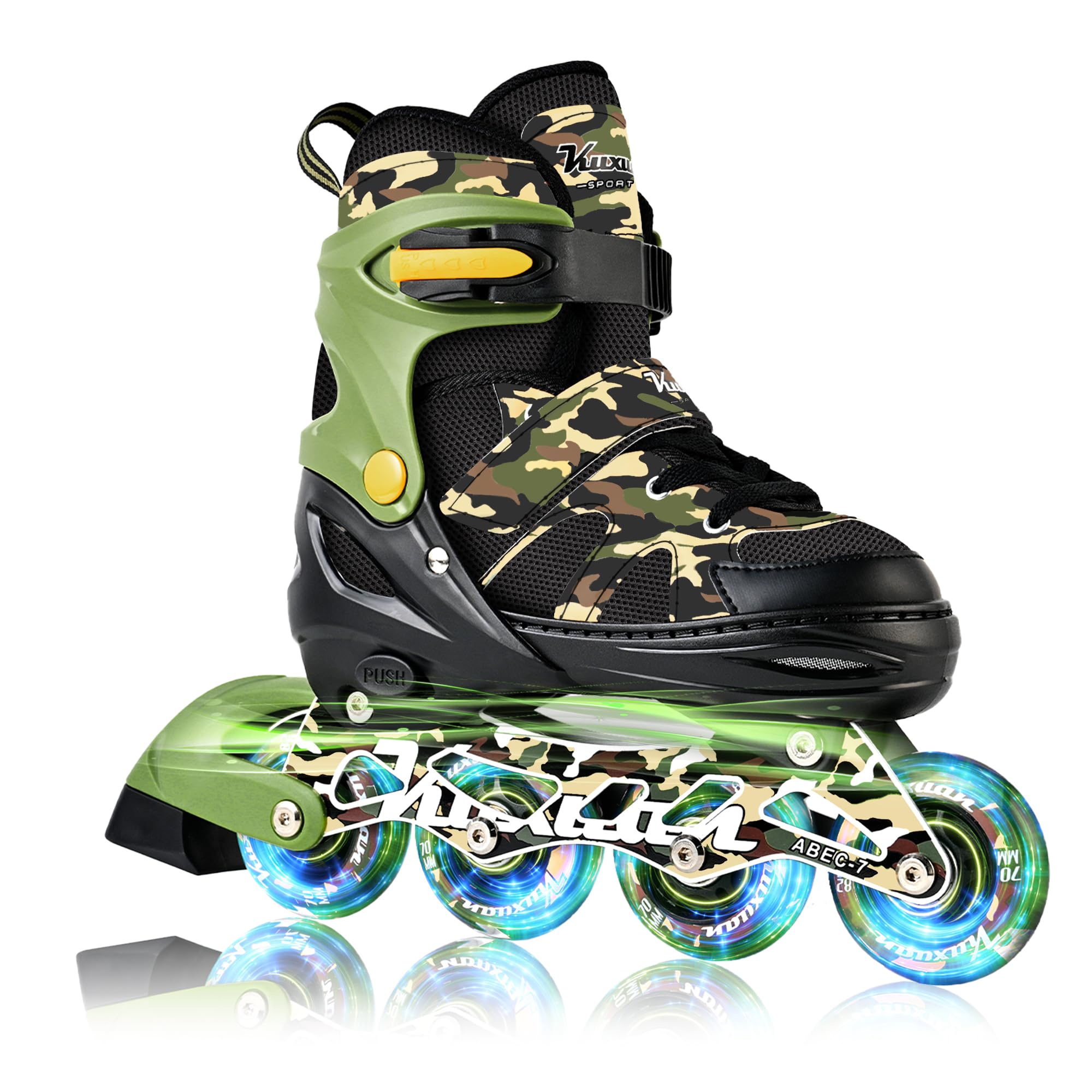 Kuxuan Boys Adjustable Inline Skates with Light up Wheels for Kids Youth