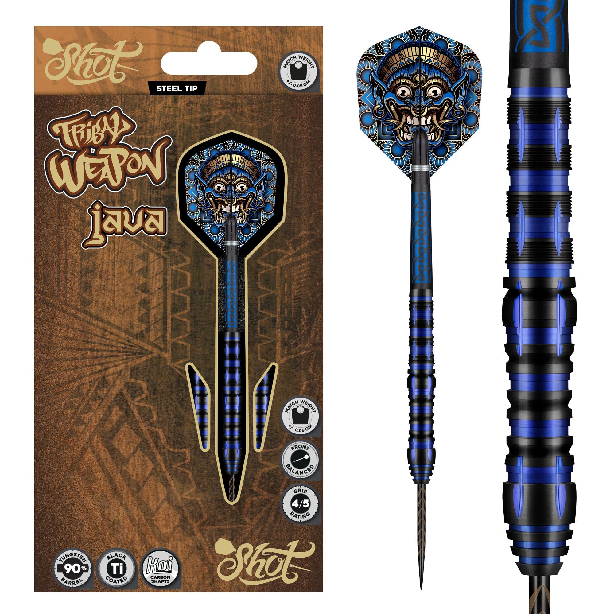 Shot! Tribal Weapon Java 90% fléchettes pointe acier 23g pour stabiliser vos lancers - 7