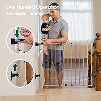Vista 5 de Babelio Baby Gate for Stairs & Doorways, 26-43" W 28" H No Bottom Bar Easy Installation One-Handed Operation Auto-Close Hardware Mount