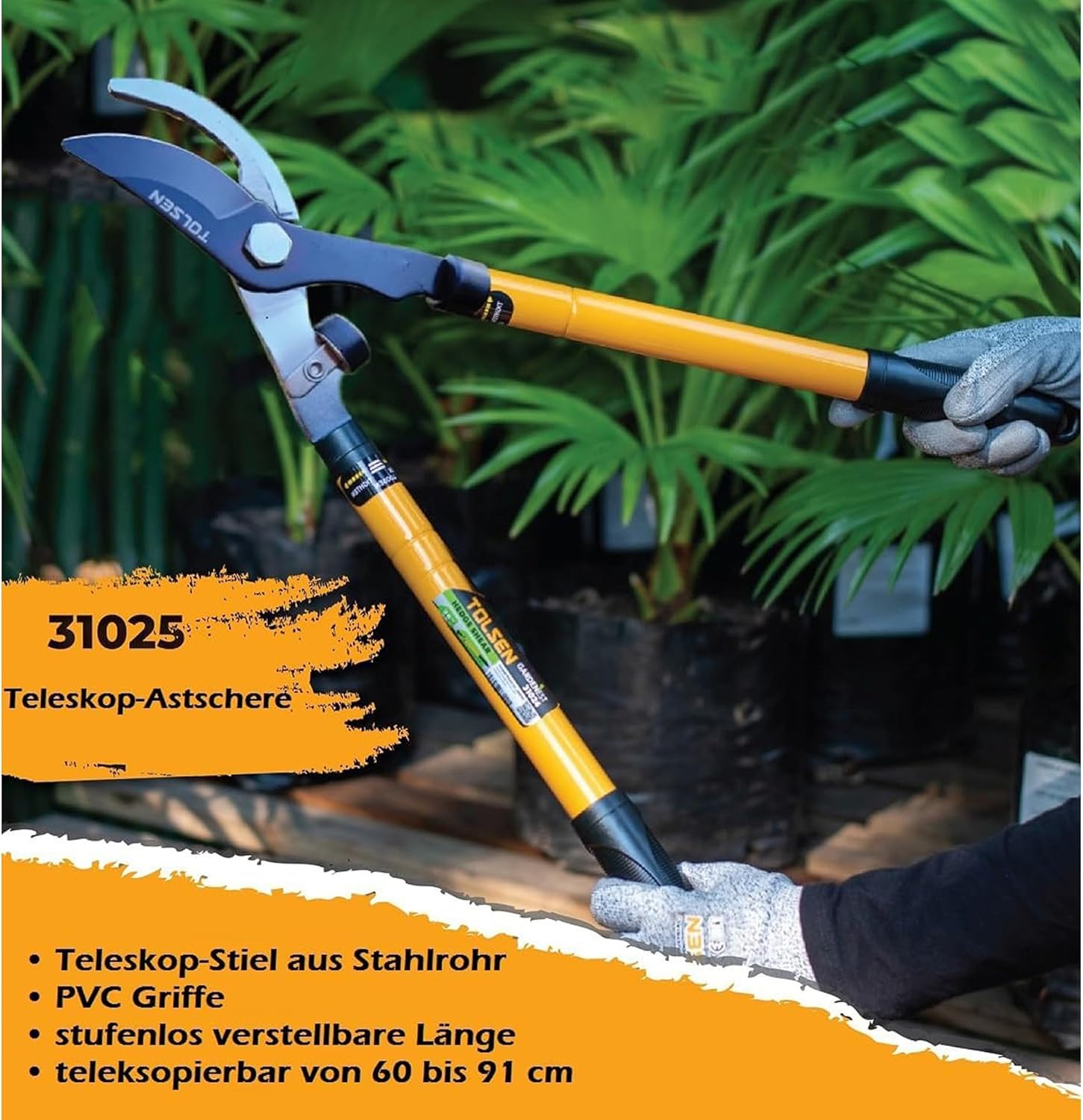 TOLSEN Bypass Loppers and Pruners, Telescoping Tree Pruner, Anvil Lopper, Ratchet Extendable Handle from 26-36 Inches, Heavy Duty Branch Cutters, Pruning Shears, Tree Clippers, Ratchet Anvil Lopper