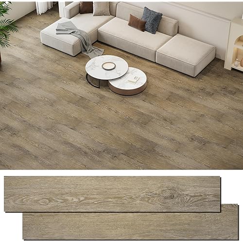 INMOZATA Peel and Stick Floor Tile Vinyl Flooring, Waterproof Wood Plank Flooring 36-Pack 54 Sq.Ft Wood Grain Self Adhesive Peel and Stick Flooring for Bedroom, Living Room, Kitchen, RV(Aspen Yellow)