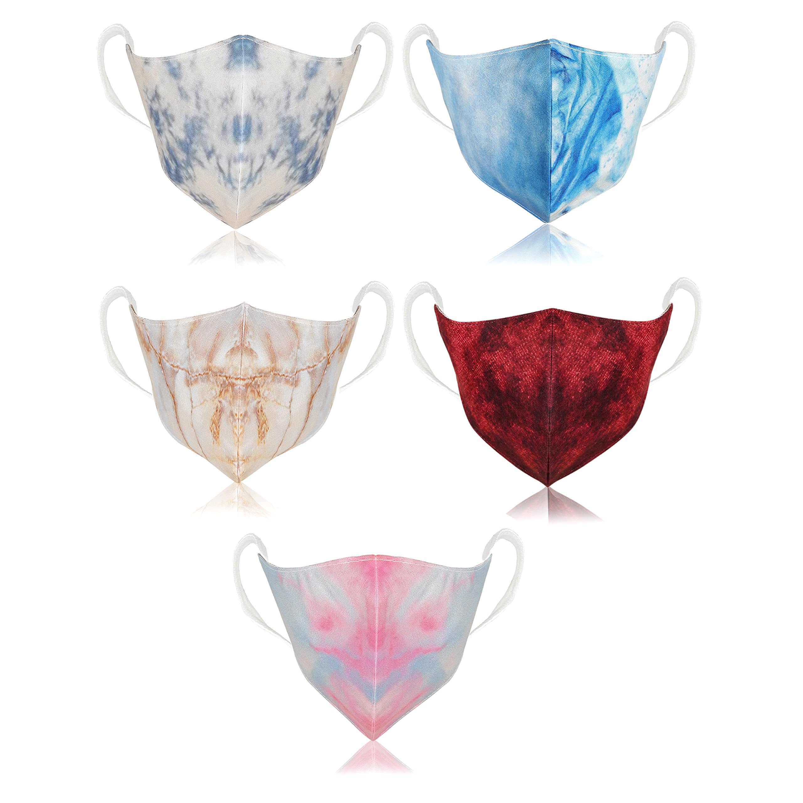 Tie-Dye Fashion Print Cloth Face Mask Combo Washable Masks for Unisex-image-25
