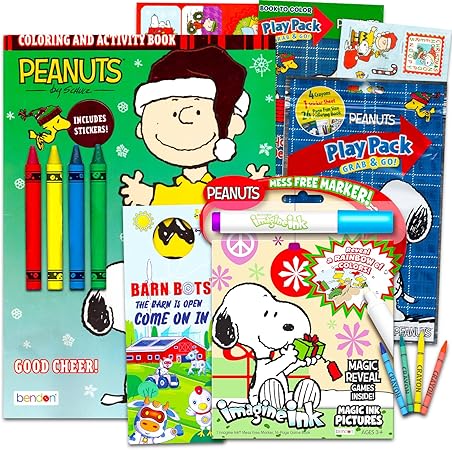 Amazon.com: Peanuts Christmas Coloring Books for Kids - 3 Pc Bundle ...