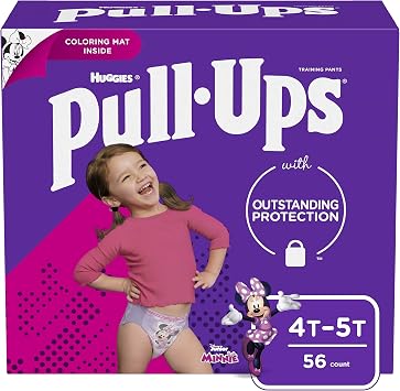 Pull-Ups Learning Designs Training Pants for Girls, 4T-5T 38-50 lbs., 56 Count, Toddler Potty Training Underwear, Packaging May Vary
