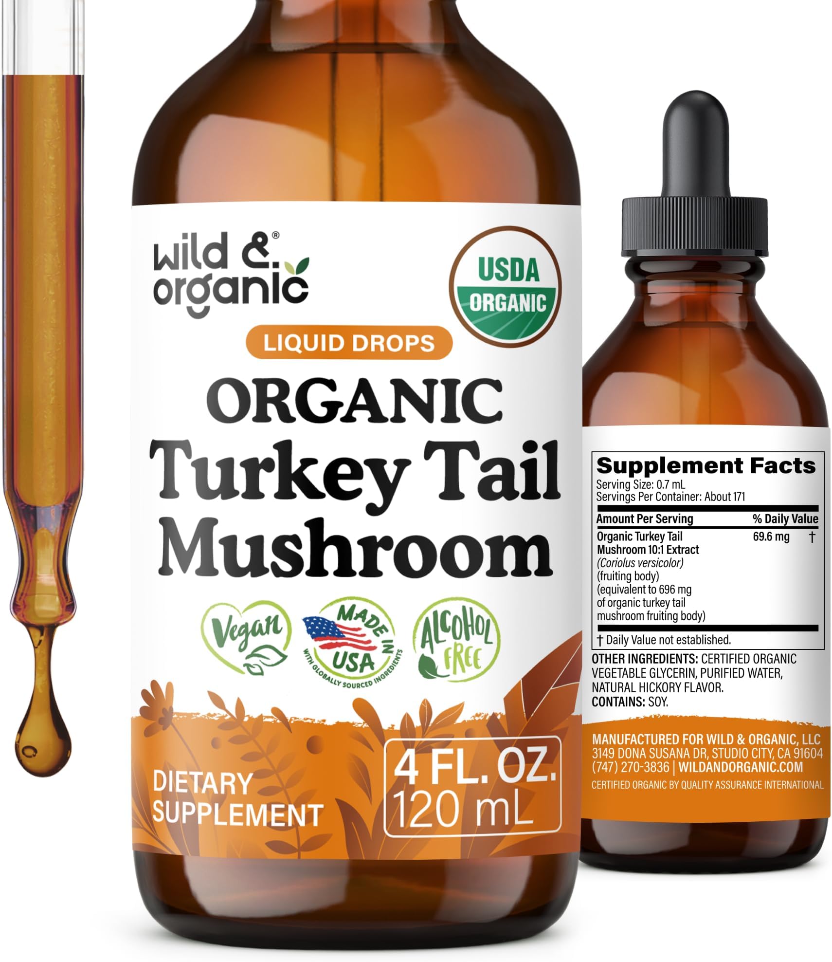 USDA Organic Turkey Tail Mushroom Tincture - 4 oz
