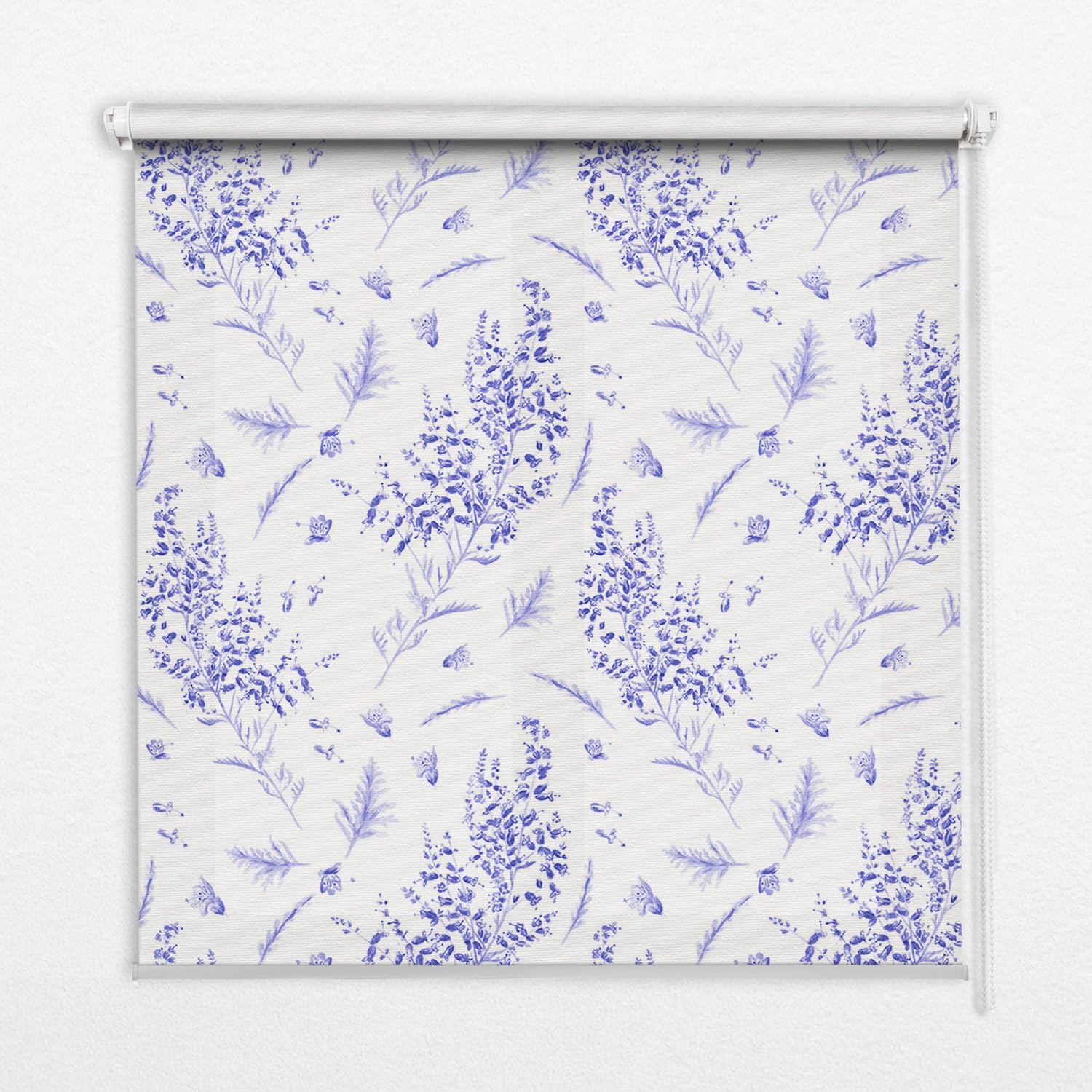 Store enrouleur perméable 140x240cm à motif plantes violettes sans perçage