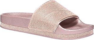 CLOVERLAY Women's Slide Sandals Rhinestone Glitter Platform Slides Sandals Slippers