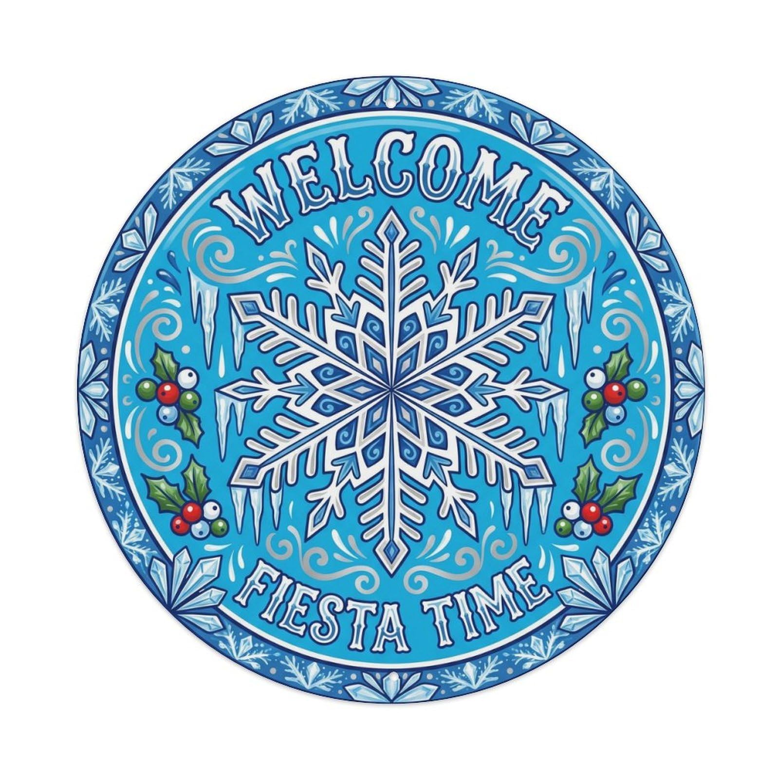 Vintage Welcome Winter Display Metal Tin Sign