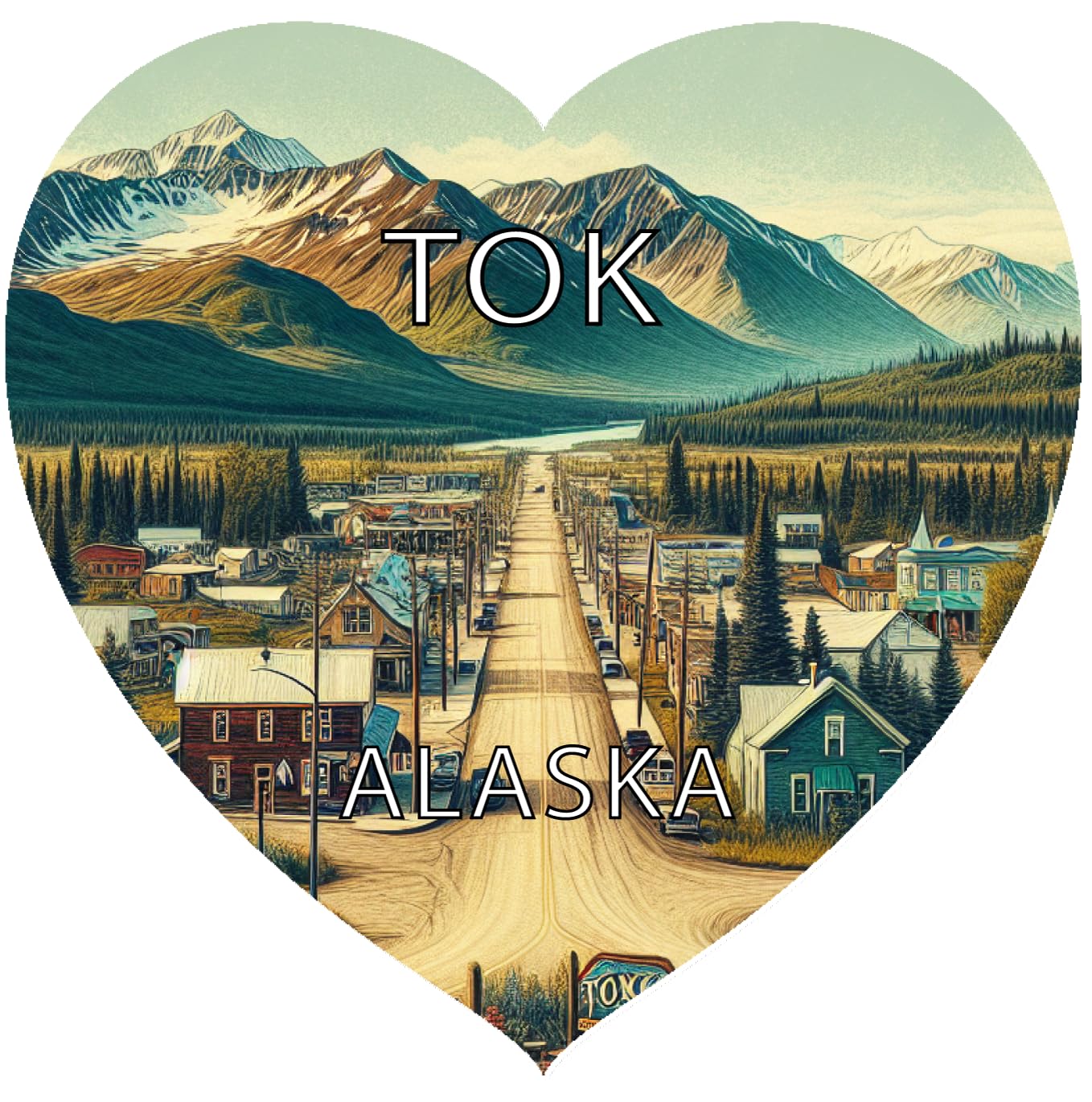 Tok Alaska Souvenir Heart Design Vinyl Decal Sticker 2-Inch