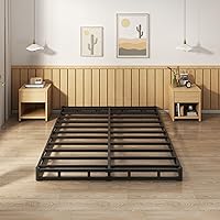 Vista 6 de EMODA Somier de 5 Pulgadas Tamaño Queen, Base de Cama de Metal Resistente con Funda de Tela, Fácil Montaje, Negro
