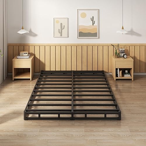 Vista 6 de EMODA Somier de 5 Pulgadas Tamaño Queen, Base de Cama de Metal Resistente con Funda de Tela, Fácil Montaje, Negro