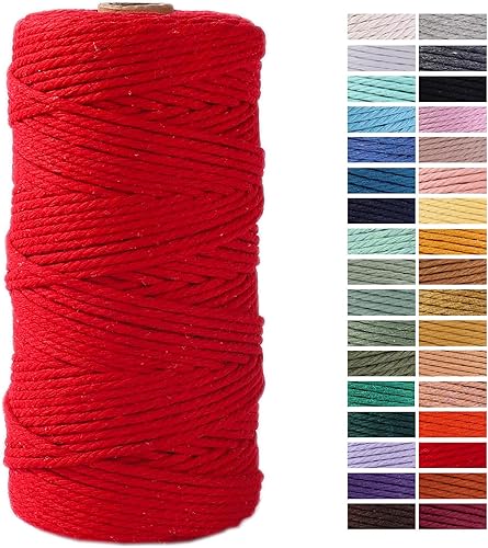 Miniatura 116 de Cuerda de macramé gris de 0.118 in x 109 yardas, cuerda de algodón de colores para colgar en la pared, colgadores de plantas, manualidades, tejer