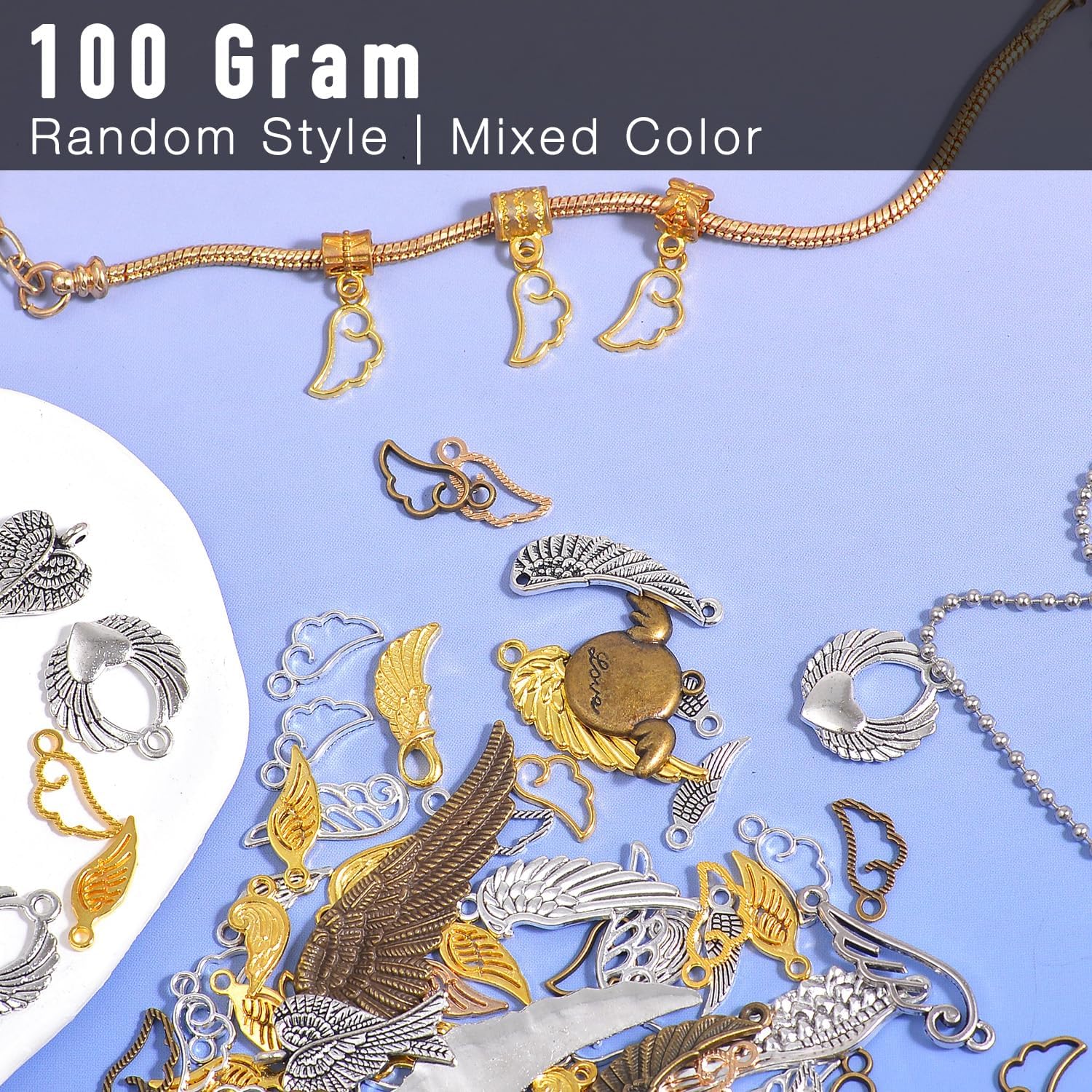 stino 100 G Mixed Style Metal Charms for Jewelry Making, Bulk Silver & Gold Plated, for Bracelet, Necklace, Earrings DIY Crafts - Image 4