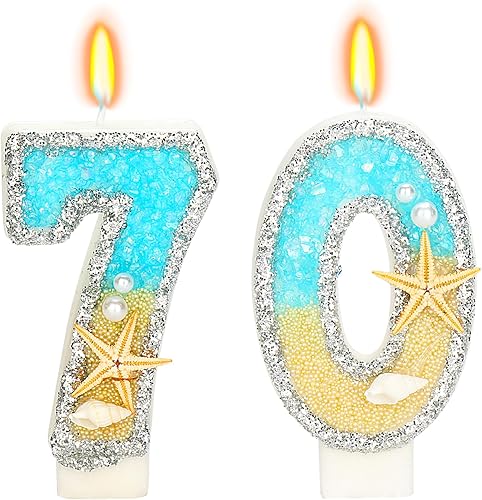 Miniatura 9 de Vela de cumpleaños 28 para pastel, velas de cumpleaños número 28 de estrellas de mar de playa, velas de cumpleaños número 28 de 2.76 pulgadas,