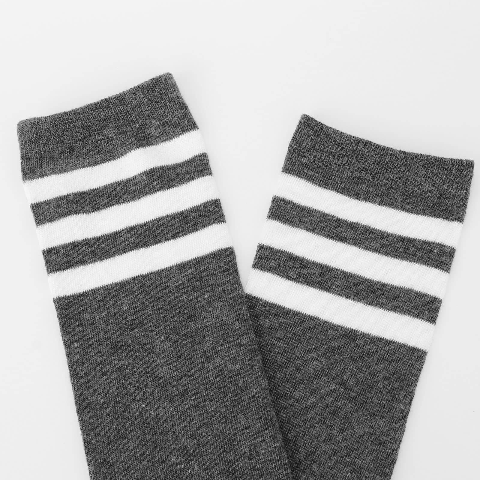 DRESHOW 3 Pairs Thigh High Socks Striped Over Knee Thin Tights Long Stocking Knee High Leg Warmer: 3 Pairs A: White/Dark Grey/Black