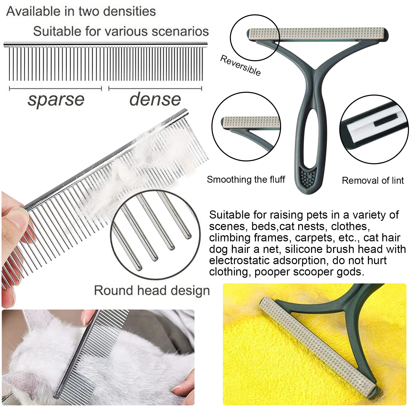 Brosse Chien et Brosse Chat, Brosse pour Chien 17+9 Dents, Brosse de Toilettage pour Chien et Outil de Démêlage pour Démêler Les Poils et sous-Poil Détachés, Élimine Les Poils Emmêlés