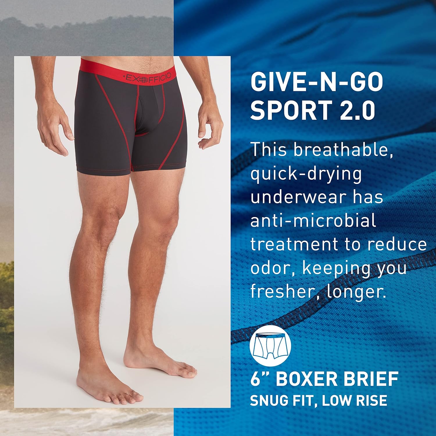 ExOfficio Men's Give-N-Go Sport 2.0 6'' Boxer Brief - Image 3