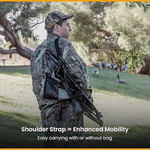 Miniatura 2 de ARROWHEAD OUTDOOR Silla ciega plegable portátil de caza de pavos con reposabrazos acolchado, pies sin hundimiento y correa para el hombro,