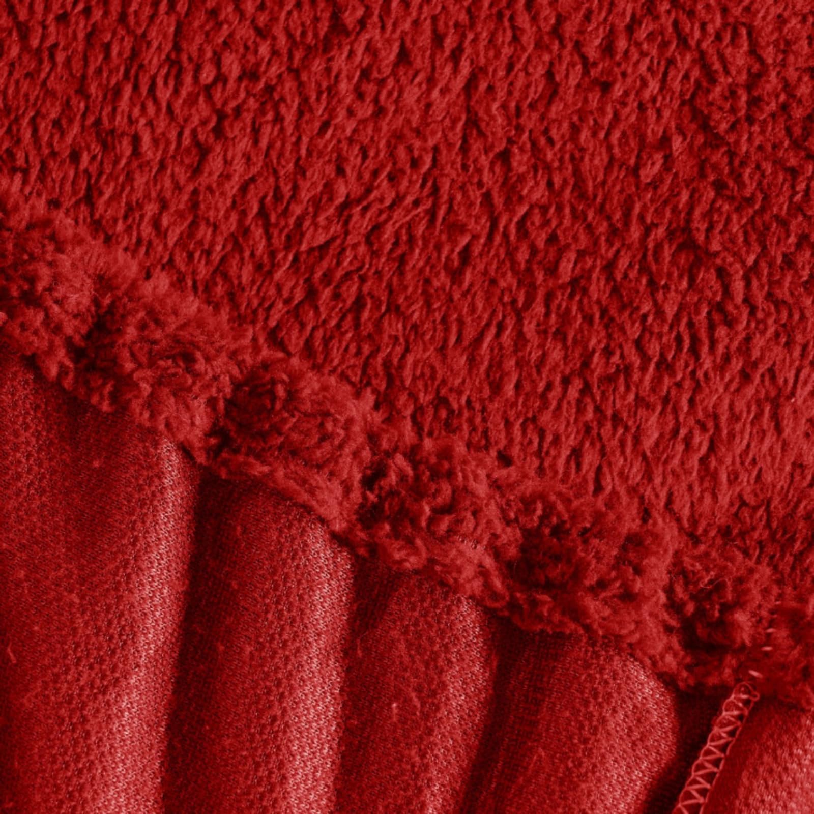 Dolce Vari Teddy Bear Fleece Fitted Sheets Super Soft Warm & Cosy Luxury bedding sheets (Red, King Fitted Sheet)