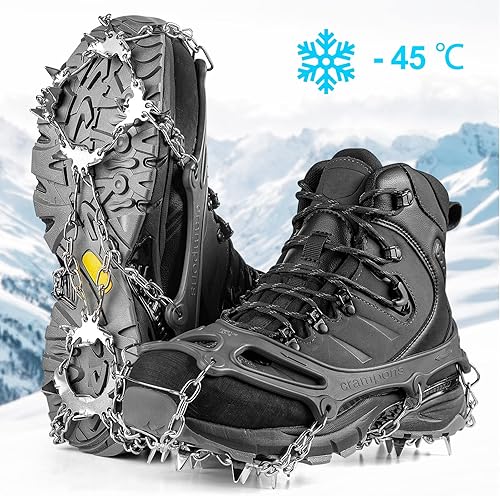 Miniatura 49 de Crampones para la nieve o el hielo, mejor tracción, buen agarre para botas, para hombre o mujer o niños, antideslizantes, con 19 puntas de acero