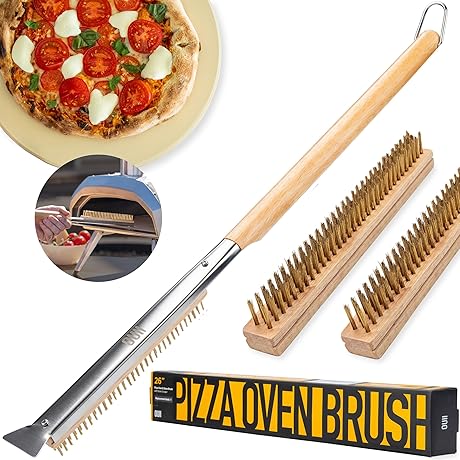 26'' Pizza Oven Brush with Stone Scraper - Essential Solo Pizza Oven Accessories