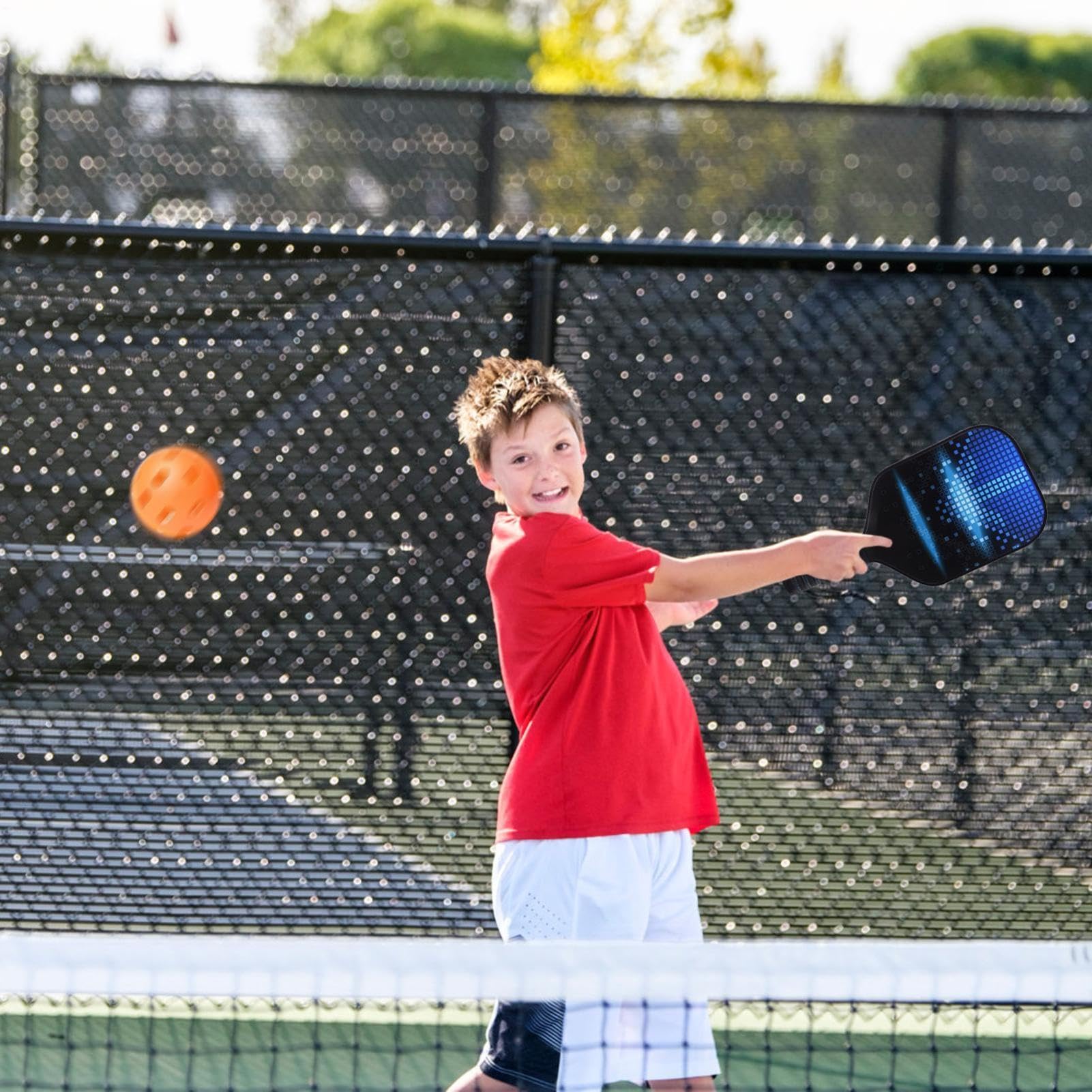 Wiosła Pickleball | Wiosła Pickleball z włókna węglowego | Przenośny | zestaw rakiet i piłek , sprzęt z kulkami do użytku w pomieszczeniach na zewnątrz