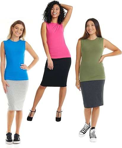 Miniatura 2 de ESTEEZ Camiseta sin mangas ajustada sin mangas para mujer - Mezcla de algodón elástico, esencial en capas