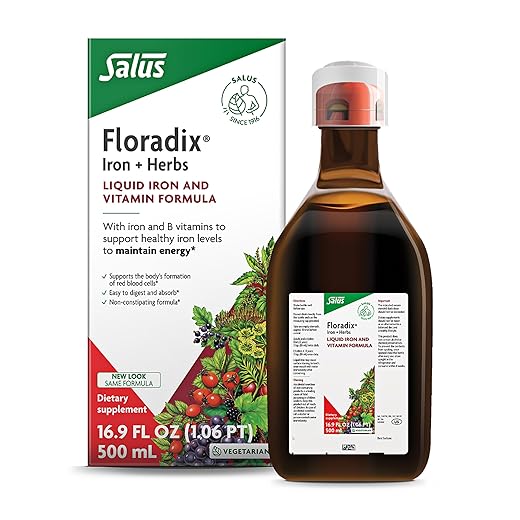 Floradix, Floradix Iron & Herbs Vegetarian Liquid Supplement for Energy Support, 17 Oz