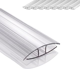 Relaxdays Perfil en H para planchas de Doble Puente (9 Unidades, Grosor de Placa de 4-6 mm, Resistente a los Rayos UV y a la Intemperie, 121 cm de Largo, policarbonato, Transparente)
