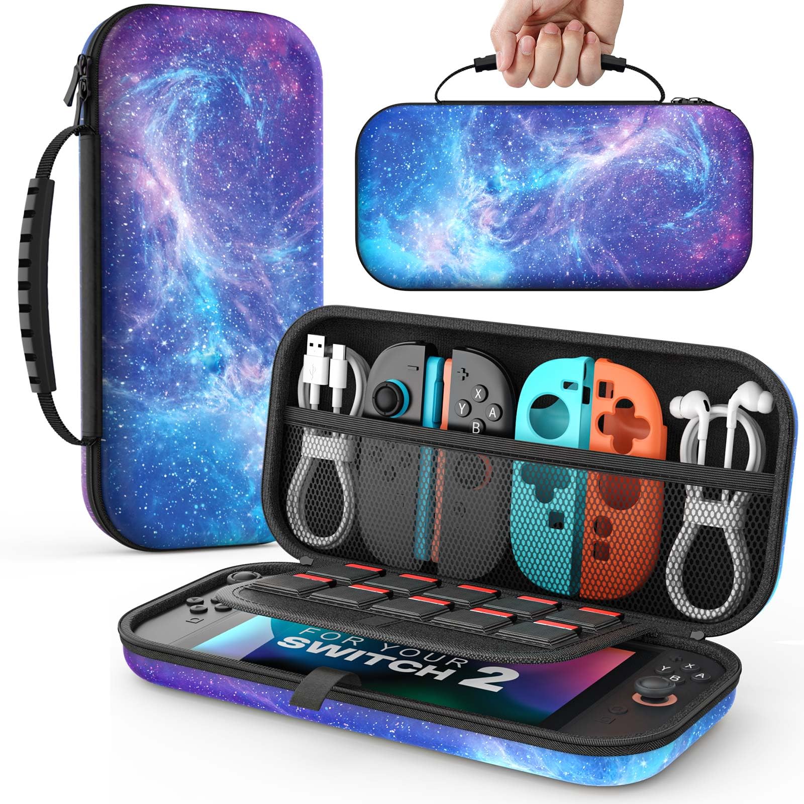 MoKo Funda para Nintendo Switch 2 2025, Funda Protectora Rígida Portátil de Viaje con para 10 Cartuchos, Estuche de Transporte para Consola Nintendo Switch 2 y Accesorios