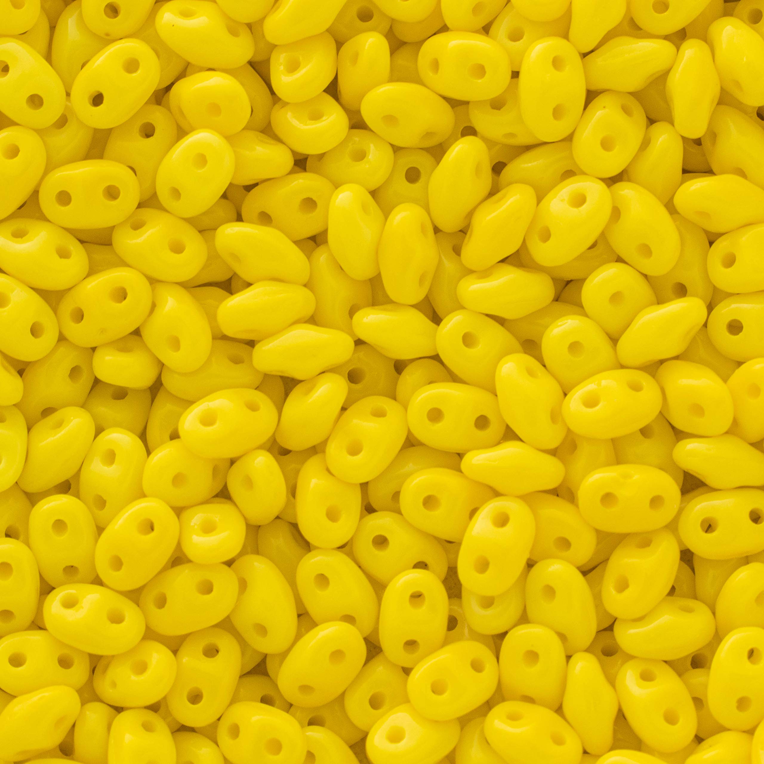 MATUBO, MiniDuo Beads 4x2 mm, Opaque Yellow (8g), Two Hole Glass Pressed Beads from Czech for Jewellery Making, Beading, Embroidery, Art and Craft