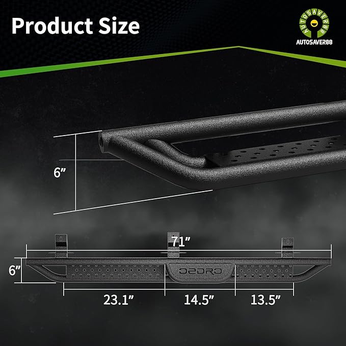 Estribos para Jeep Wrangler JL 4 Puertas 2018-2026, 6 pulgadas, acero al carbono negro miniatura 8