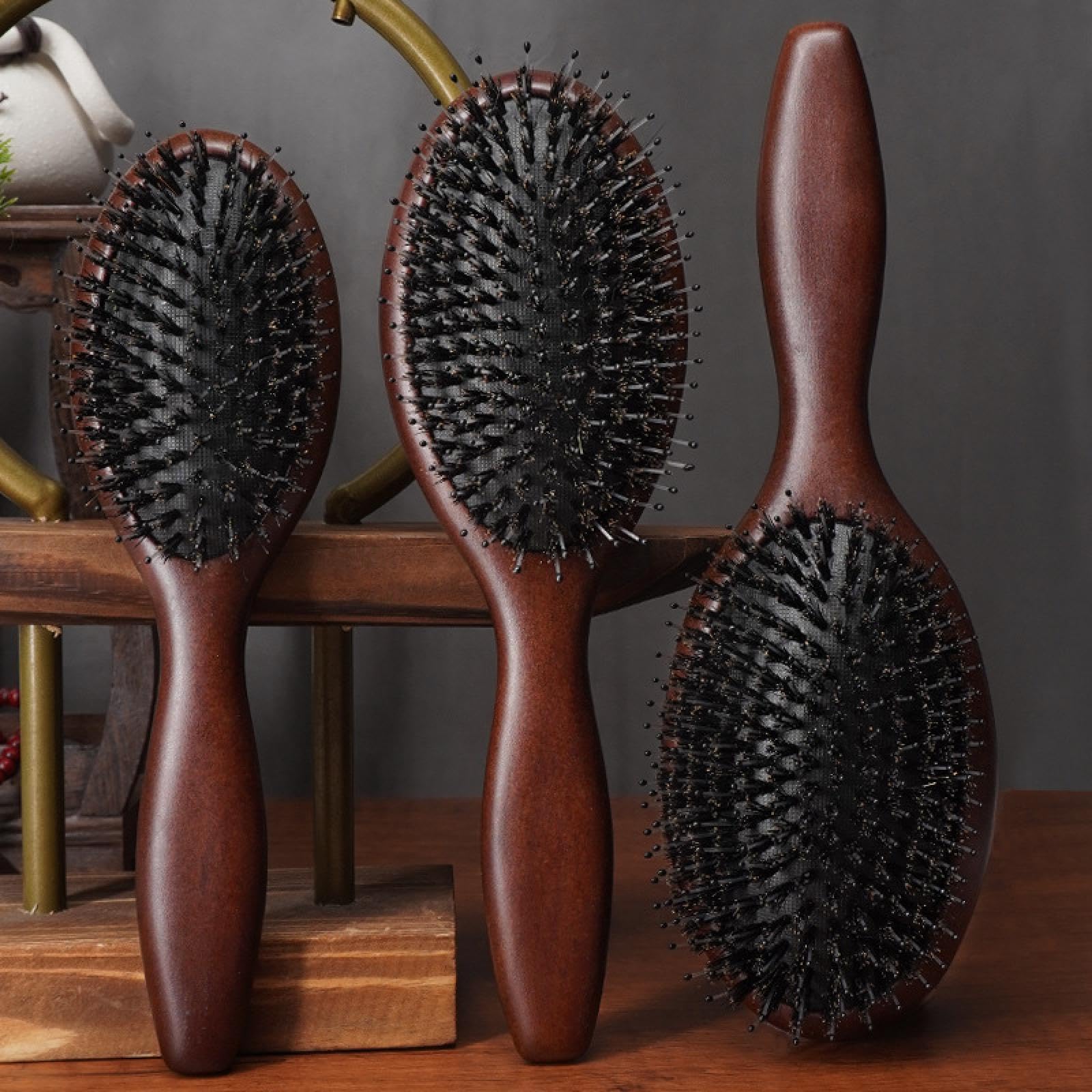 Haarbürste Wildschweinborsten Bürste Holz Haar Pinsel Trocken Nass Entwirren Holz Kämme Für Frauen Barber Paddel Kopfhaut Massage Pinsel model250X85MM