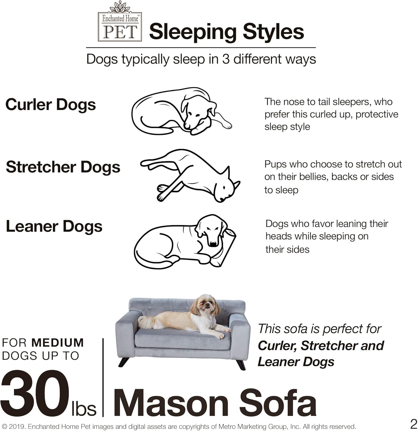 Enchanted Home Pet Mason Grey Pet Sofa : Pet Supplies