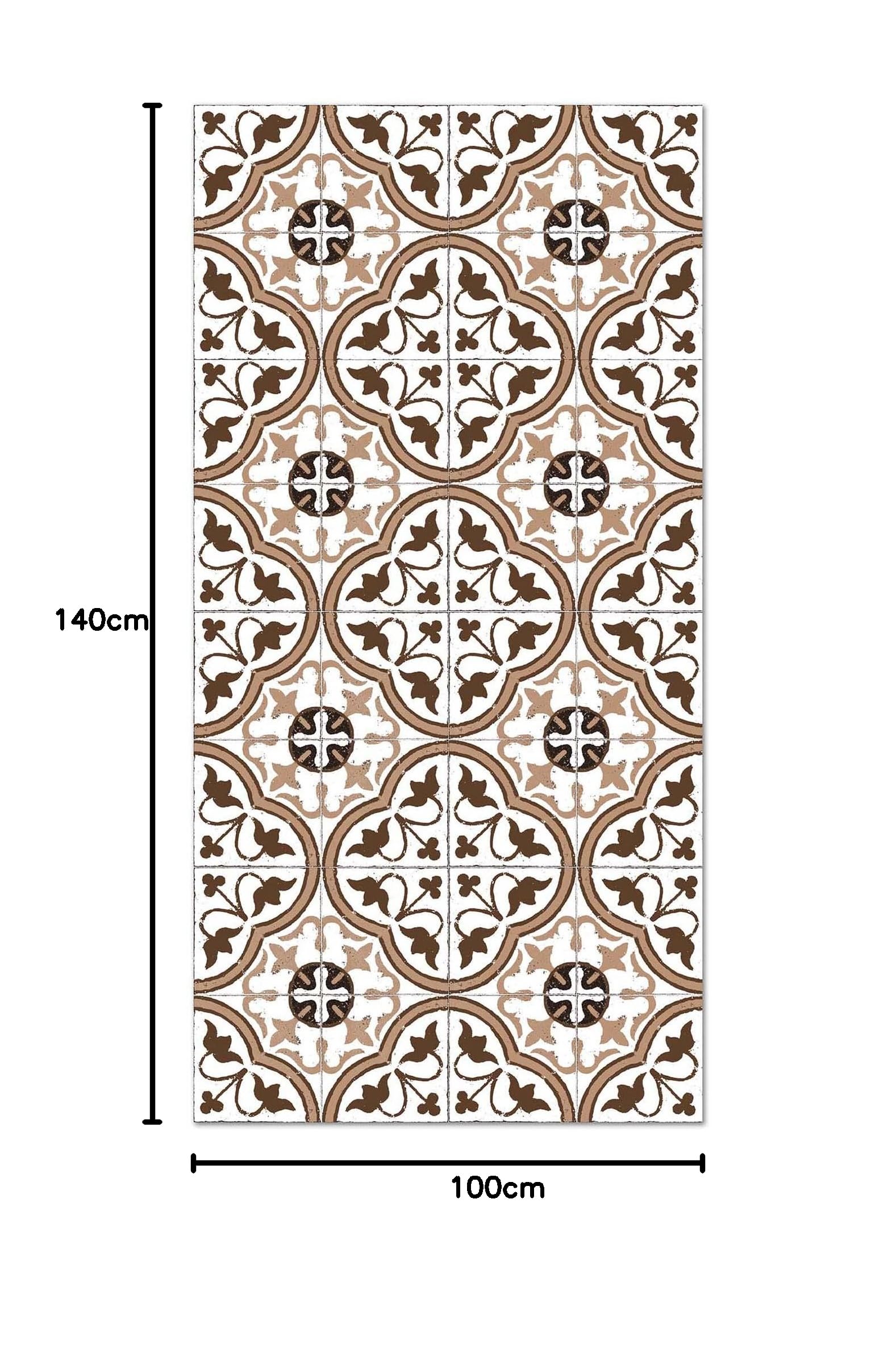 Panorama Alfombra Vinílica - Modelo Hidráulica Flor Marrón 100x140 cm - Varios tamaños - Decoración Hogar, Cocina, Salón