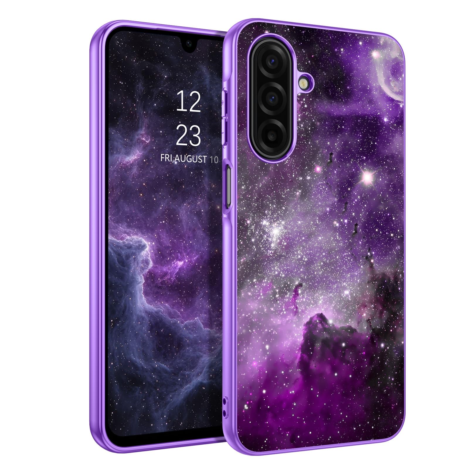 BENTOBEN for Samsung Galaxy A17 5G Case, Glow in The Dark, Slim Fit Hard PC Soft Flexible TPU Bumper Shockproof Drop Protective Women Protective Phone Case for Samsung A17 5G 6.7", Purple Nebula