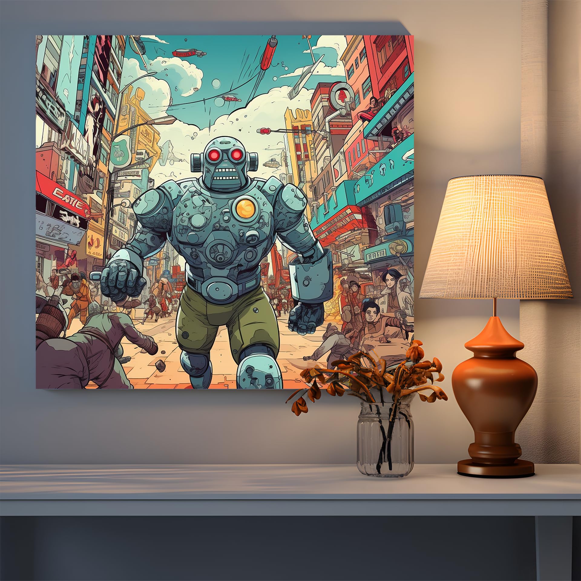 Painted Anarchy Retro Superhero Showdown wydruk na płótnie, 30 cm x 30 cm